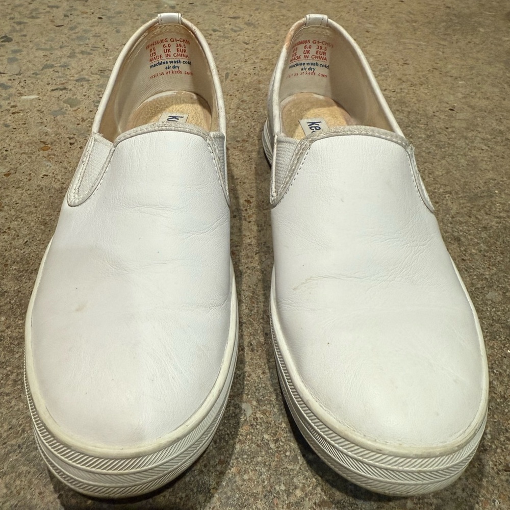 Keds Leather Slip-On Sneakers – White – Women’s 8 1/2